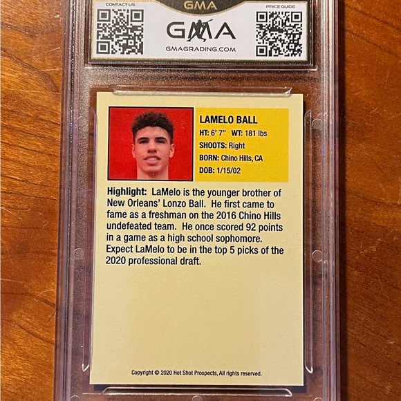 2020 Aceo Custom Lamelo Ball Hot Prospects Rookie Card GMA Graded 10 Mint - Picture 4 of 4